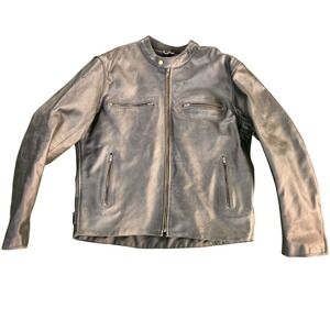 VTG Echtes Leder‎ Mens Black Leather Racing Motorcycle Jacket Biker Style XL